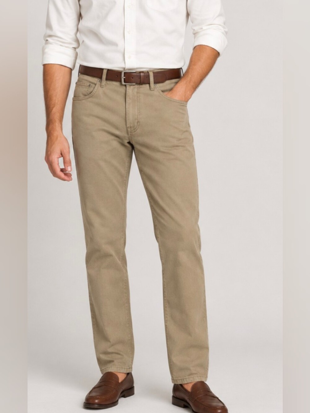 Men's Straight Fit Khaki Jeans - Versatile Tan Straight Jeans